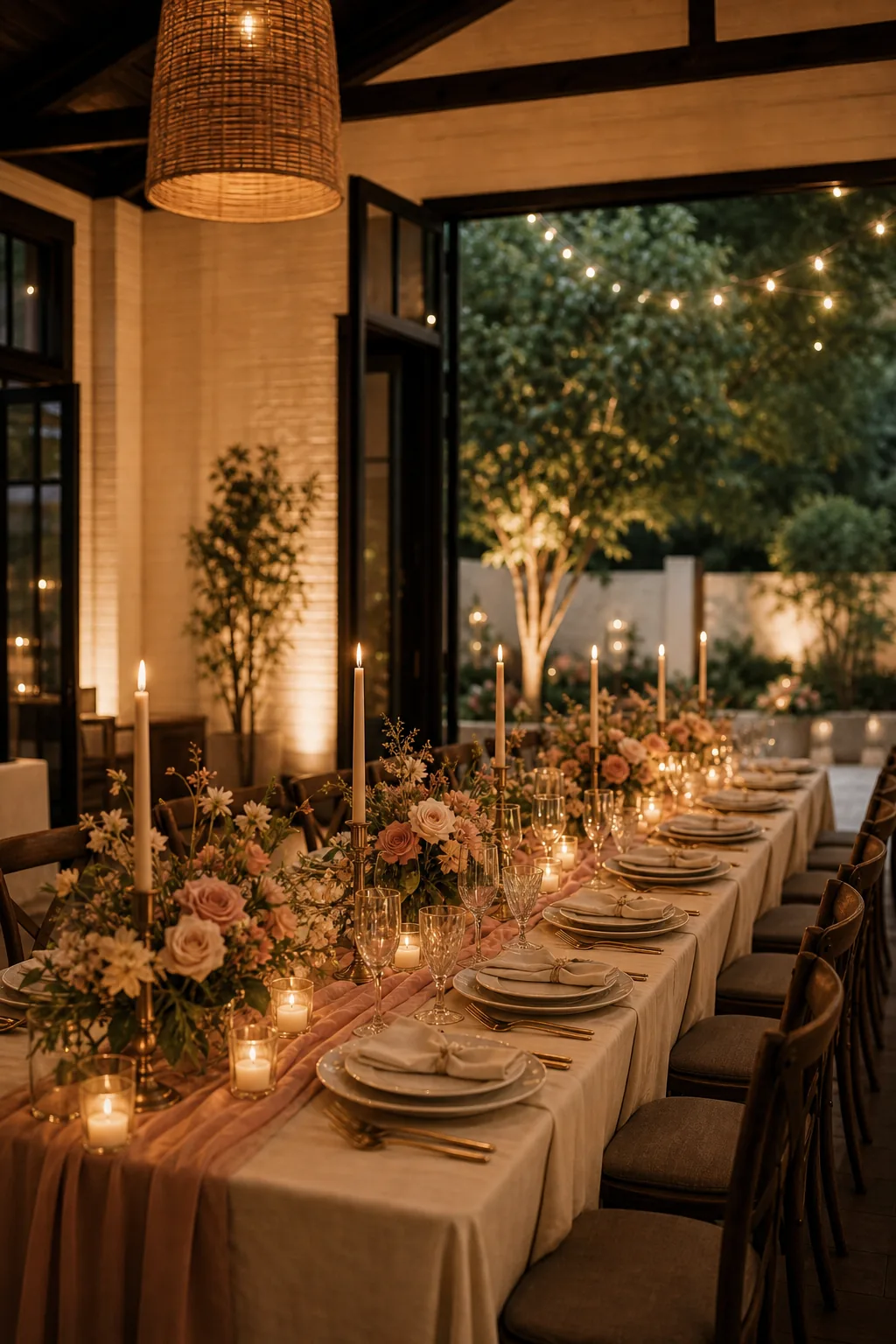 Rehearsal dinner table at Cottage 616